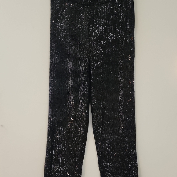 LOFT Black Sequin Straight Leg Pants - Picture 4 of 7